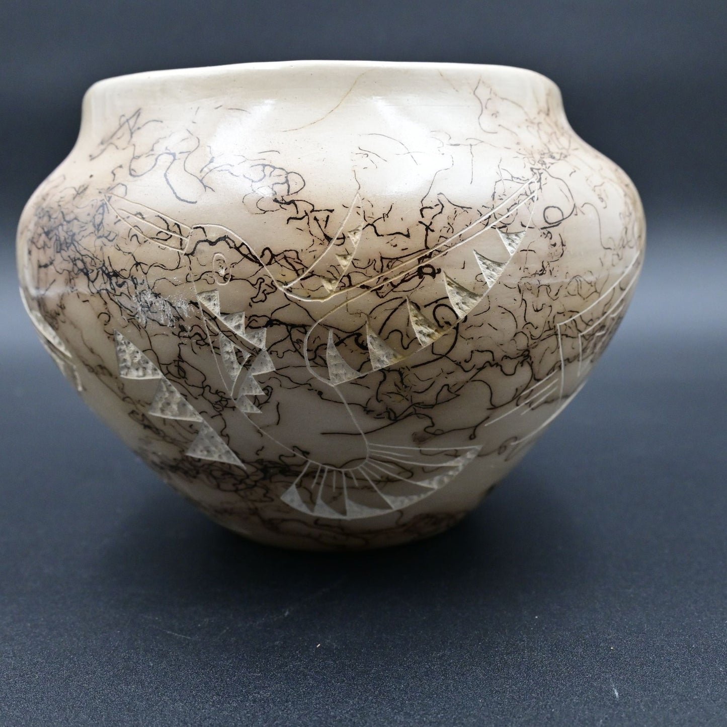 Navajo Tom Vail Horsehair Art Pottery Vase Handmade Signed 5.5"