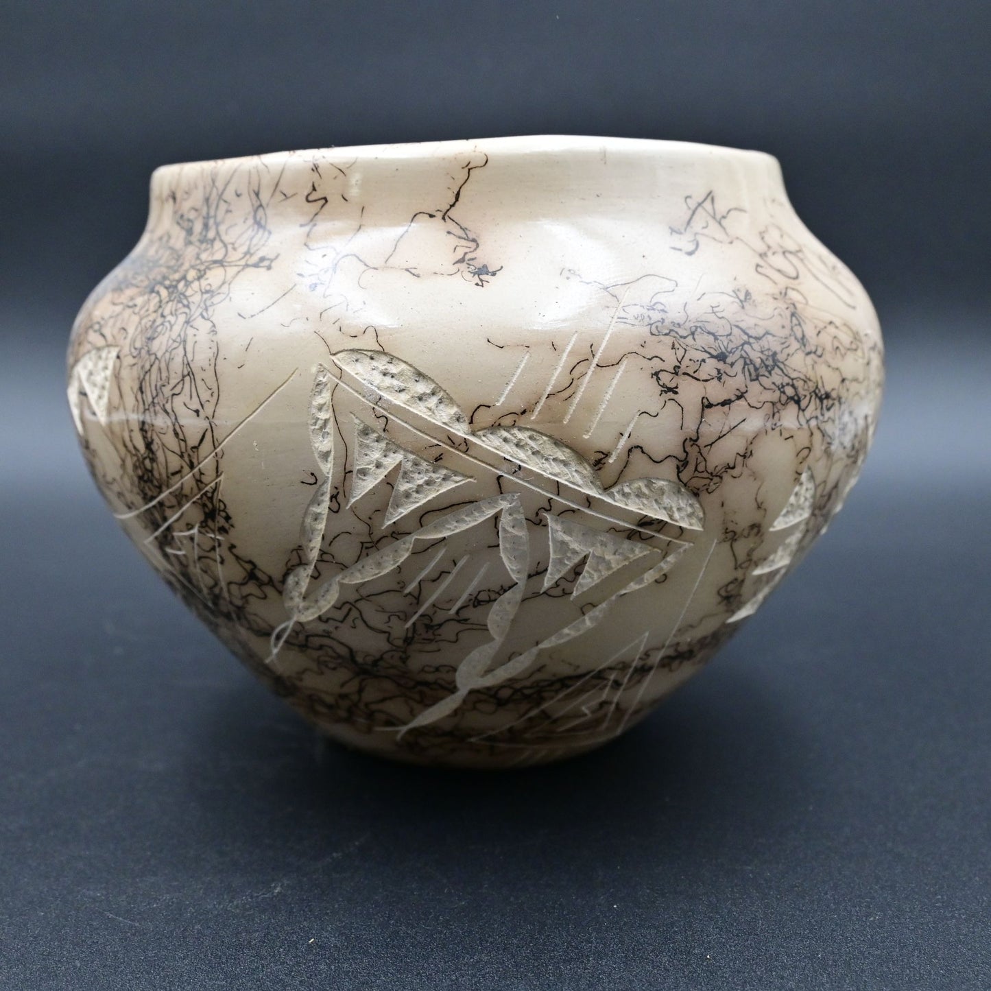 Navajo Tom Vail Horsehair Art Pottery Vase Handmade Signed 5.5"