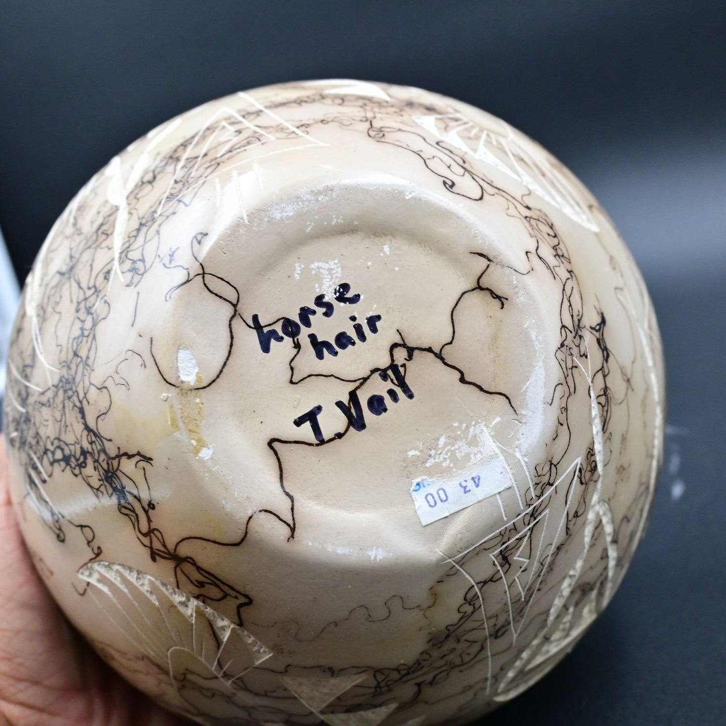 Navajo Tom Vail Horsehair Art Pottery Vase Handmade Signed 5.5"